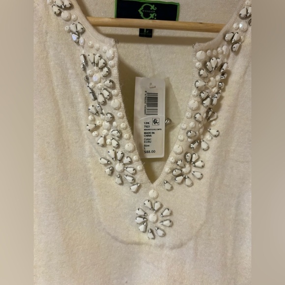C Wonder white beaded sleeveless sweater - Picture 3 of 6